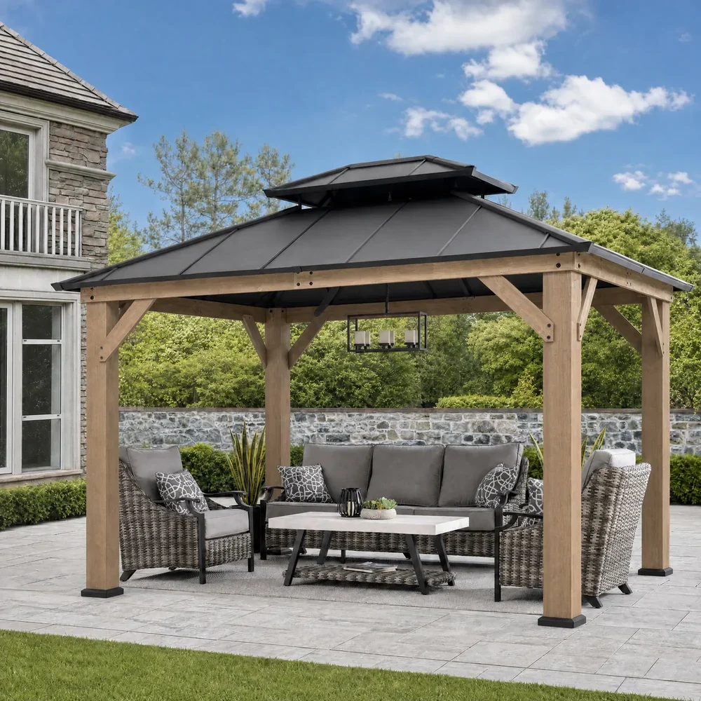 Sunjoy Double-Tier Cedar Gazebo 10x12