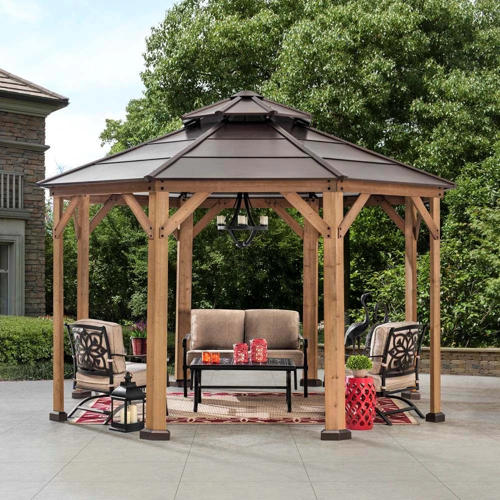 Sunjoy Valerie Octagon Cedar Gazebo 13x13