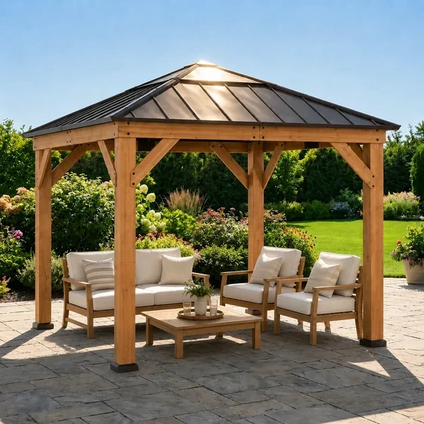Sunjoy Antrim Skylight Cedar Gazebo 9x9